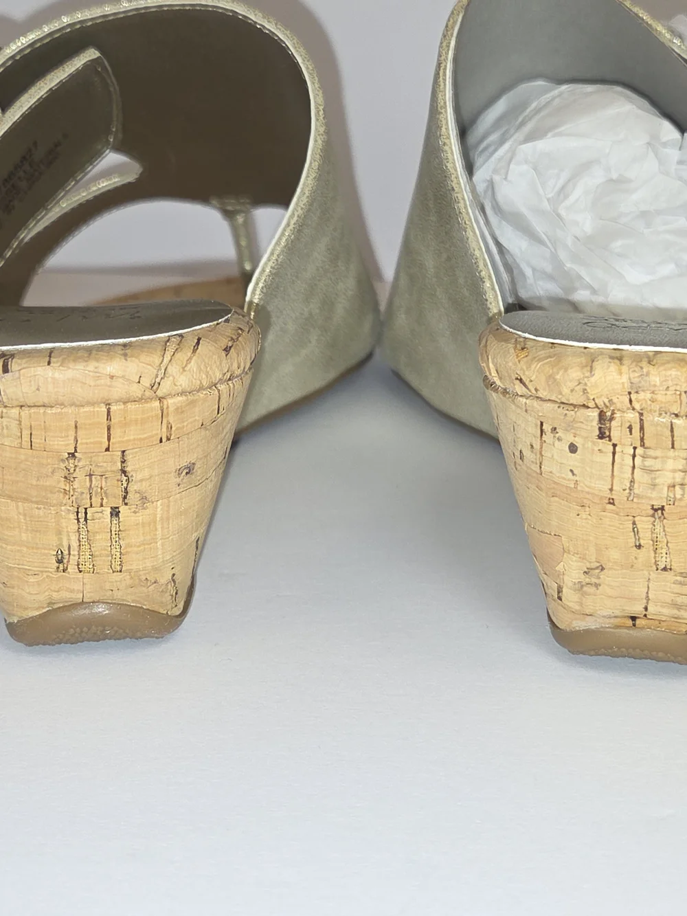 Impo Platino Giselle Metallic Gold Cork Wedge Slide with Silver Buckle - Picture 5 of 13